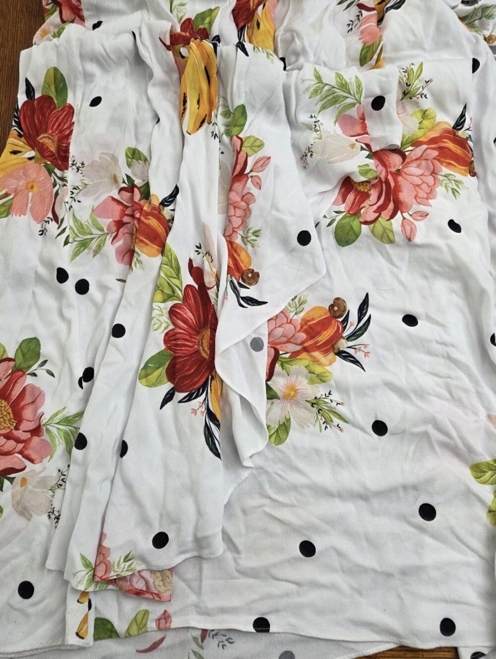 Farm Rio White Floral Polka Dot Maxi Dress Long Sleeve Womens Small Like New - Picture 9 of 15